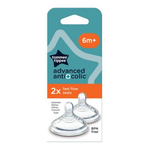 TOMMEE TIPPEE Advanced Anti-Colic Bottle Teats x 2 - Fast Flow