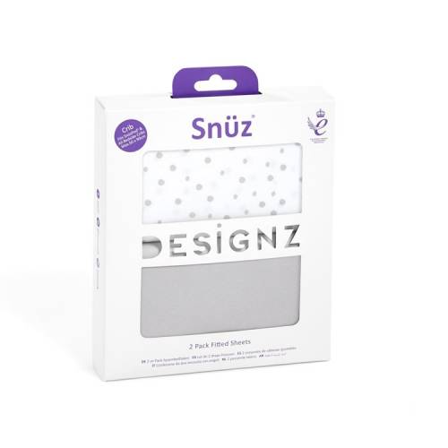 SNUZPOD Bedside Crib 2Pack Sheets - Grey Spot
