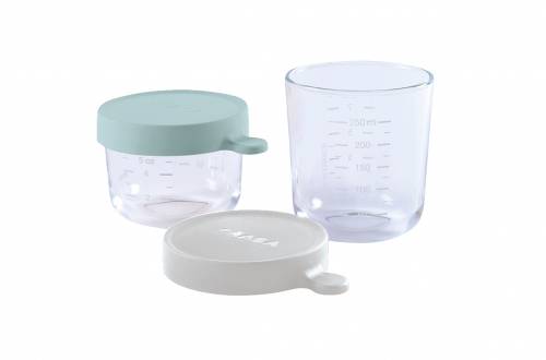 BEABA Food Jar Glass Set 150/250 ml - Airy Green/LMist 