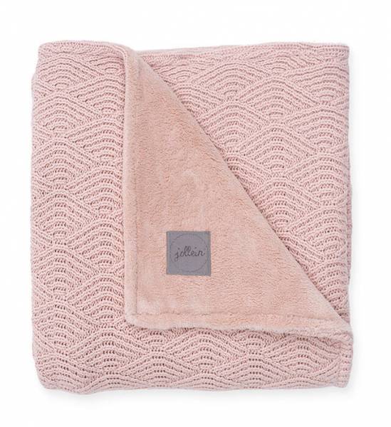 JOLLEIN Blanket 100x150 River Knit - Pale Pink/Coral fleece