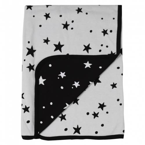 MINENE Reversible Summer Blanket 85x115 - Black Stars