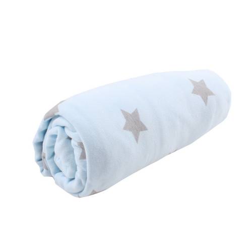 MINENE Jersey Bed Sheet 80x135 - Light Blue/Stars