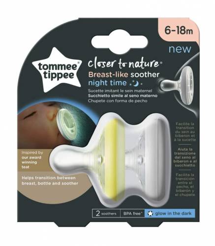 TOMMEE TIPPEE BreastLike Soother Night x2 - 6-18m