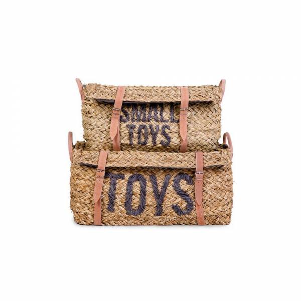 CHILDHOME Rattan Basket+Belt Toys+Small Toys - Set of 2