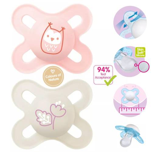 MAM Soother Start 0-2m Owl/Orchid Pink