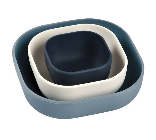 BEABA Silicone Nesting Bowls setx3 - Nightblue/Cotton/BalticBlue