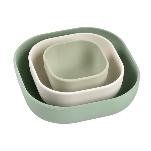 BEABA Silicone Nesting Bowls setx3 - SageGreen/Cotton/MistyGreen