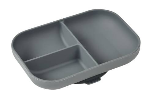 BEABA Silicone Suction Divided Plate - Mineral Grey