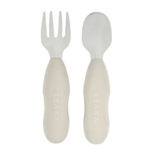 BEABA Pre-Cutlery Stainless Steel Set x2 - Velvet Grey
