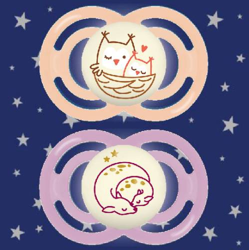 MAM Soother Perfect Night 6+ Double Pack - Planet Love Girl