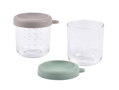 BEABA Food Jar Glass Set of 2x250 ml - SageGreen/Gazelle