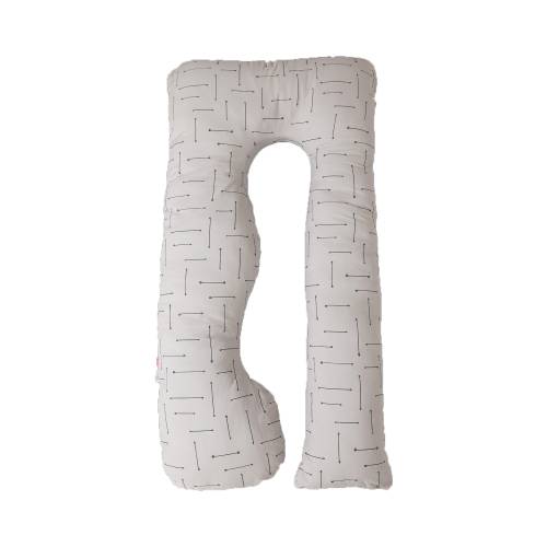 SIMPLY GOOD Premium Pregnancy Pillow - Grey Stripe on Beige