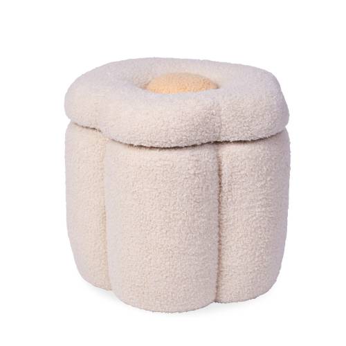 CHILDHOME Flower Pouf + Toy Box - OffWhite