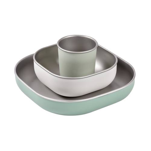 BEABA Stainless Steel Meal Set 3pcs - Sage Green
