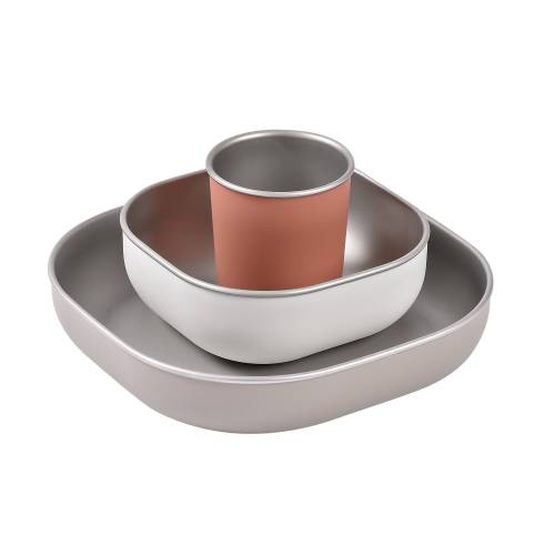BEABA Stainless Steel Meal Set 3pcs - Terracotta