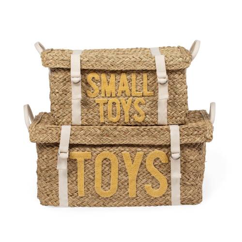 CHILDHOME Toy Box Rattan Set of 2 - Yellow