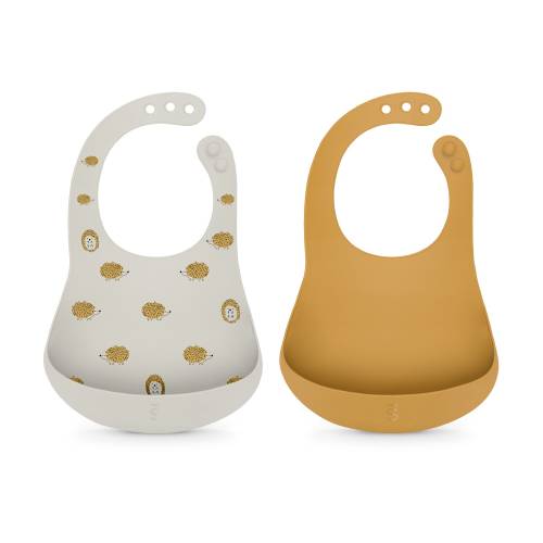 SUAVINEX Colour Essence Silicone Bibs 2pcs - Grey/Yellow