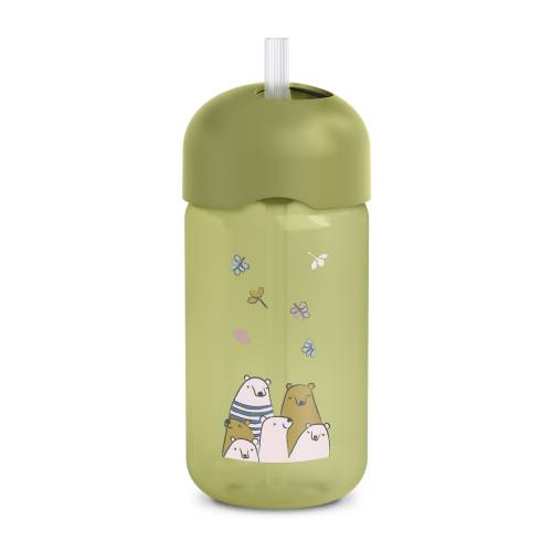 SUAVINEX Straw Bottle 340ml - Bear Green