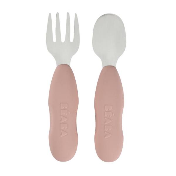 BEABA PreCutlery Stainless Steel Set x2 - Cotton Candy
