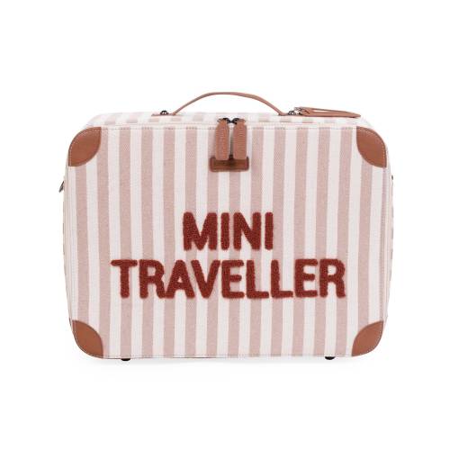 CHILDHOME Mini Traveller Kids Suitcase - Stripes Nude Terracotta