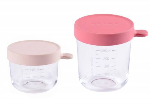 BEABA Food Jar Glass Set - Pink 150/250 ml 