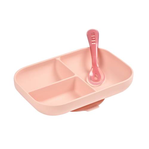 BEABA Silicone Meal Set 2pcs Divided  - Pink
