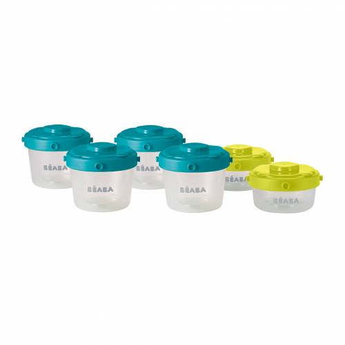 BEABA Food Jar Portions Set of 6  60ml/120ml - Blue Neon