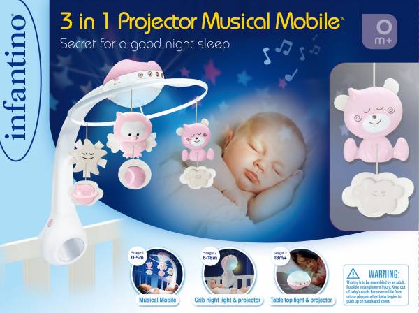 INFANTINO 3in1 Projector Musical Mobile - Pink