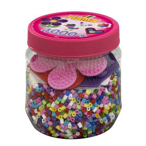 Hama Beads and Pegboards in tub - 4000 beads Pink
