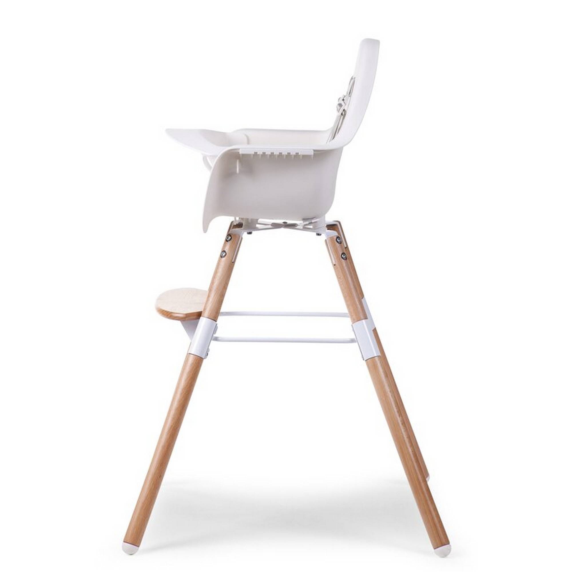 Childhome Evolu 2 Chair, Evolutive High Chair + Kids Chair, White/Wood - 6  months to 6 years unisex (bambini)