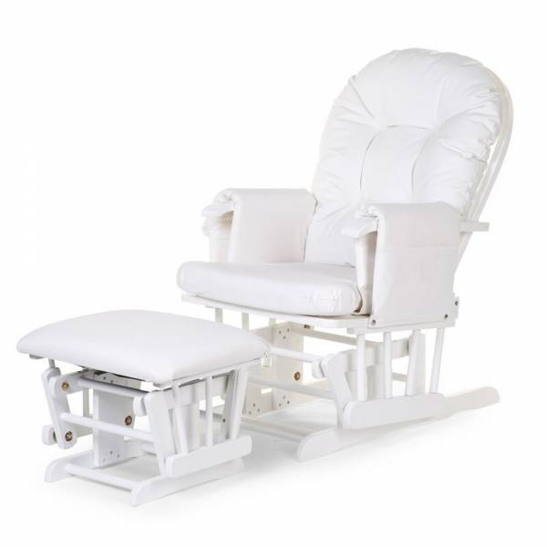 CHILDHOME Gliding Round Chair with Footrest - White