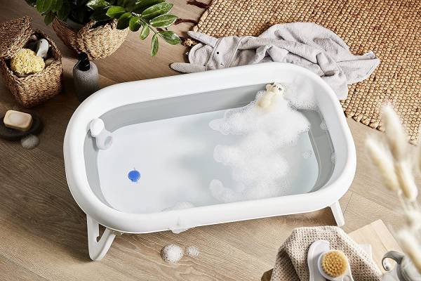ROTHO Baby Bath2Go Foldable Bath Tub - Grey/White 