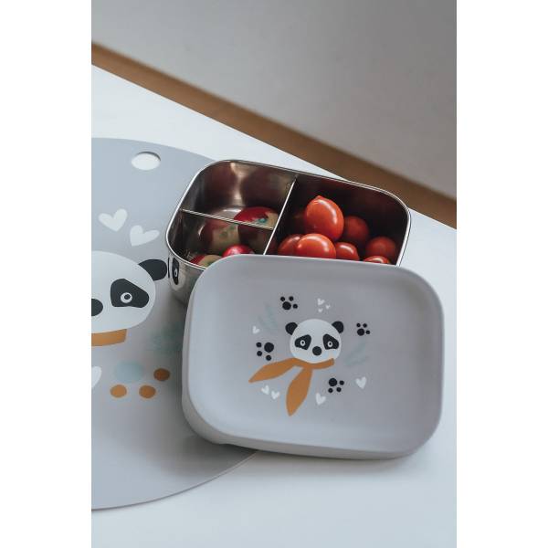 KIKADU Lunch Box - Panda Silver Grey
