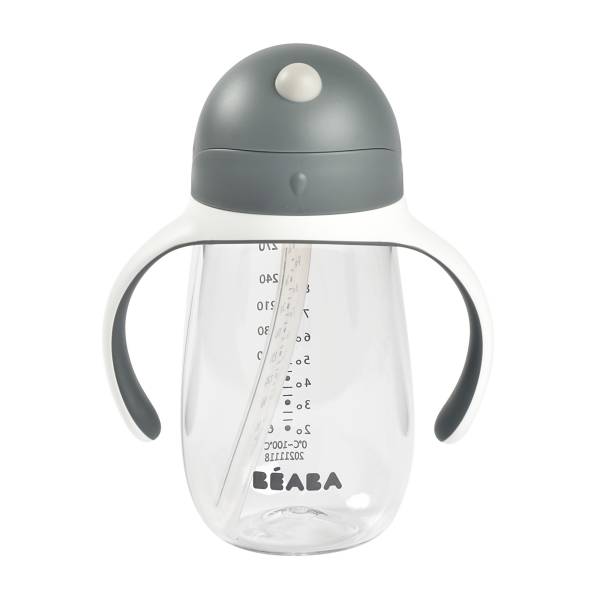 BEABA Straw Cup 300ml - Mineral Grey
