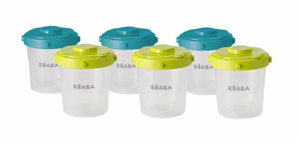 BEABA Food Jar Portions Set of 6 200ml - Blue Neon