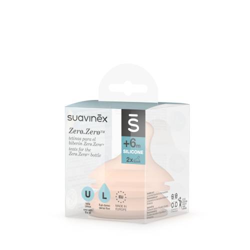 Suavinex, Zerø.Zerø Bottle Pack Medium Flow Anti-Colic 270 ml with Teat,  Spare Silicone Pouch