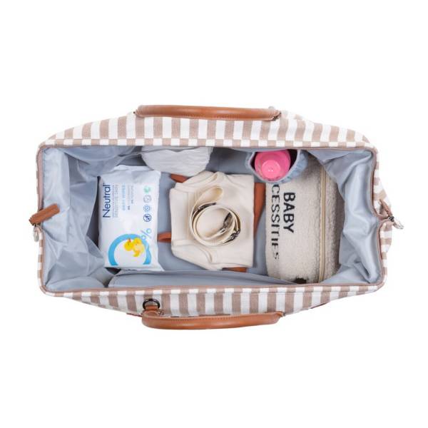 CHILDHOME Mommy Bag - Stripes Nude Terracotta