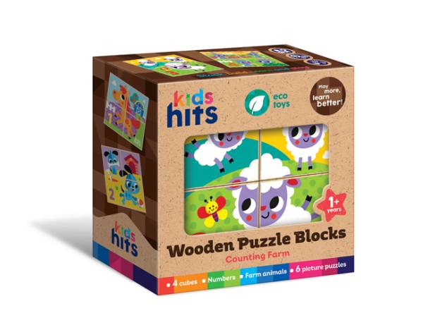 KIDS HITS Wooden Puzzle Blocks - Counting Farm