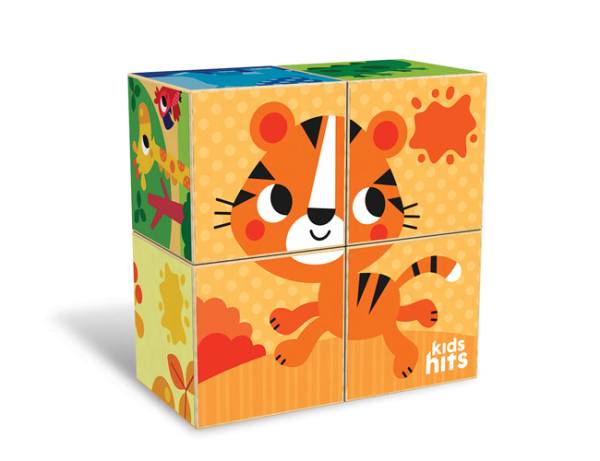KIDS HITS Wooden Puzzle Blocks - Colourful Zoo