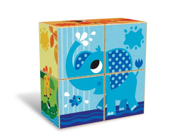 KIDS HITS Wooden Puzzle Blocks - Colourful Zoo