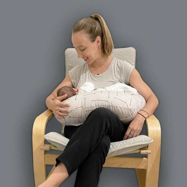 SIMPLY GOOD Nursing Pillow - Grey Stripes on Beige