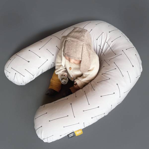 SIMPLY GOOD Nursing Pillow - Grey Stripes on Beige