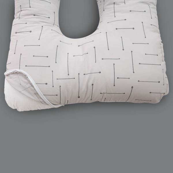 SIMPLY GOOD Premium Pregnancy Pillow - Grey Stripe on Beige