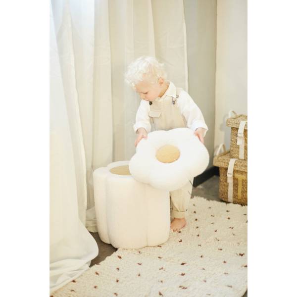 CHILDHOME Flower Pouf + Toy Box - OffWhite