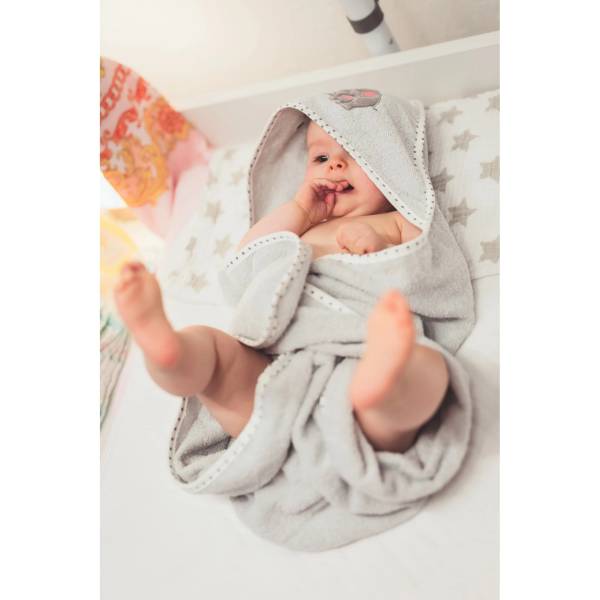 FILLIKID Hooded Towel 75x75cm - Elephant Grey