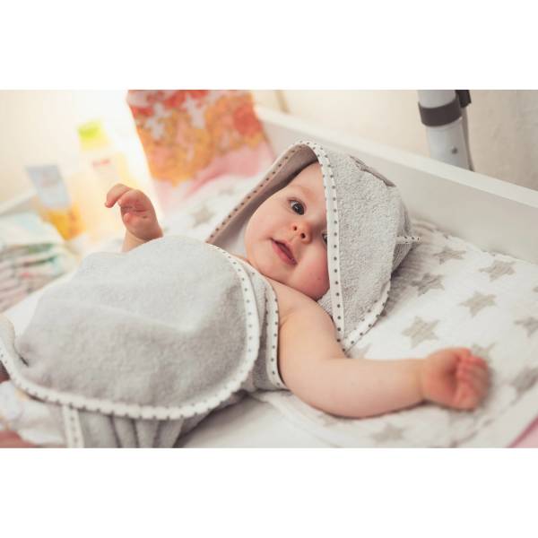 FILLIKID Hooded Towel 75x75cm - Elephant Grey