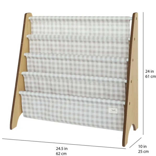 3 SPROUTS Book Rack - Gingham/Beige