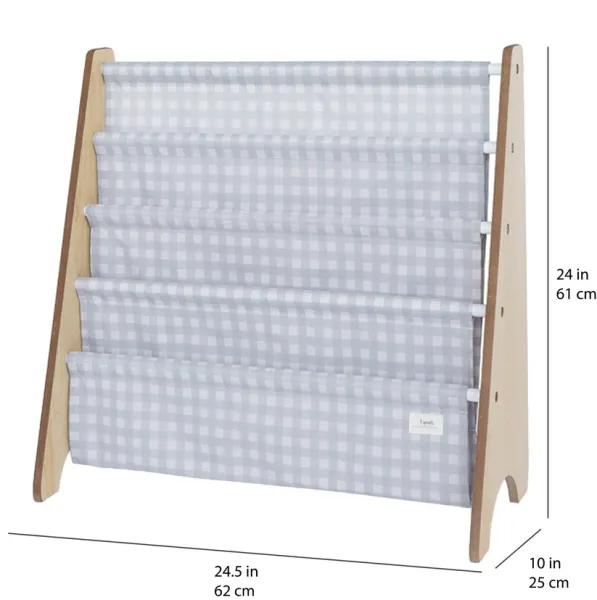 3 SPROUTS Book Rack - Gingham/Blue