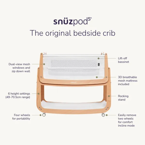 SnuzPod5 Bedside Crib - Graphite