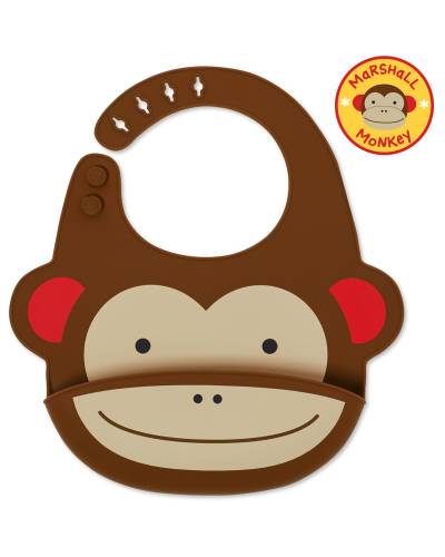 SKIP HOP Zoo Bib Fold & Go Silicone Monkey
